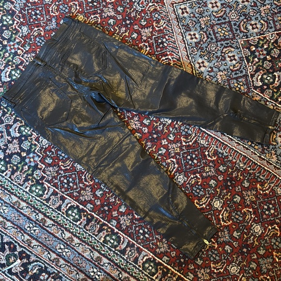 ALLSAINTS Petrel Brodie Black Coated Pants Zipper Hems - Size 32 - Picture 6 of 8